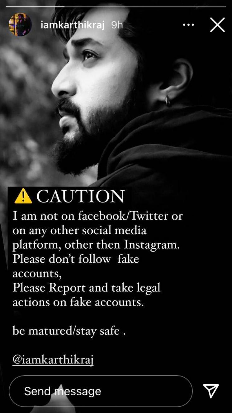 sembaruthi karthik raj alerts fans on fake twitter and facebook account